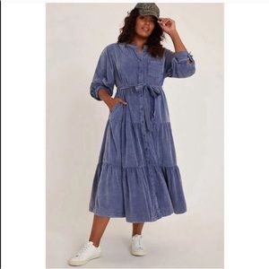 Anthropologie Pilcro Marta Tiered Corduroy Dress